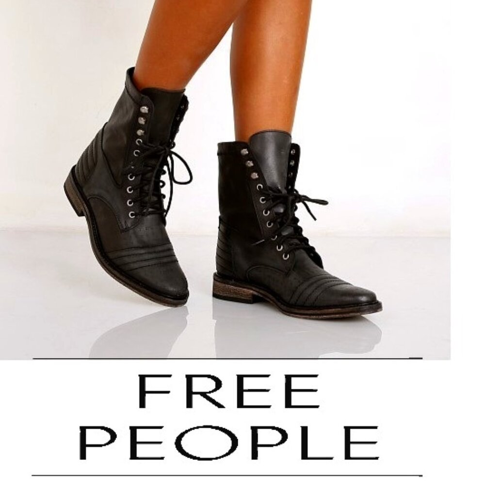 Free People Sounder Lace up Boot Black